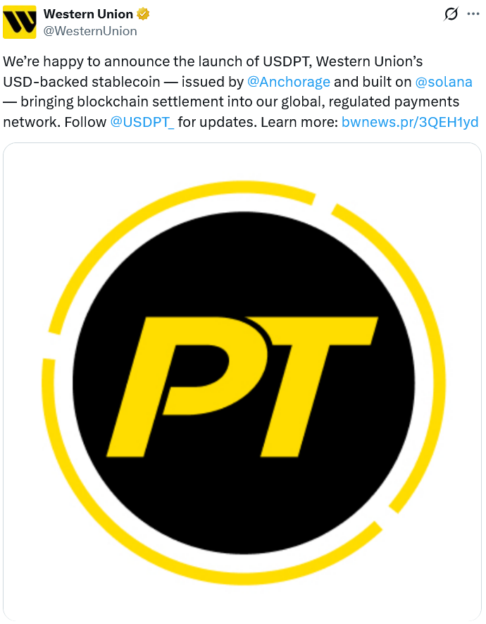 USDPT: Western Union Solana'da stablecoin dağıtımına başladı