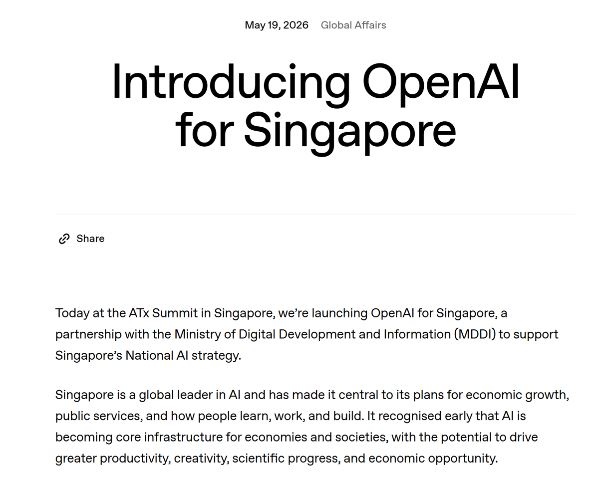 OpenAI opens first overseas Applied AI lab in Singapore — $234M
